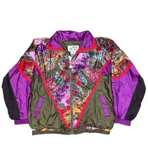Vintage Boho Patchwork Windbreaker Jacket Women Petite M Multicolor Casual Isle
